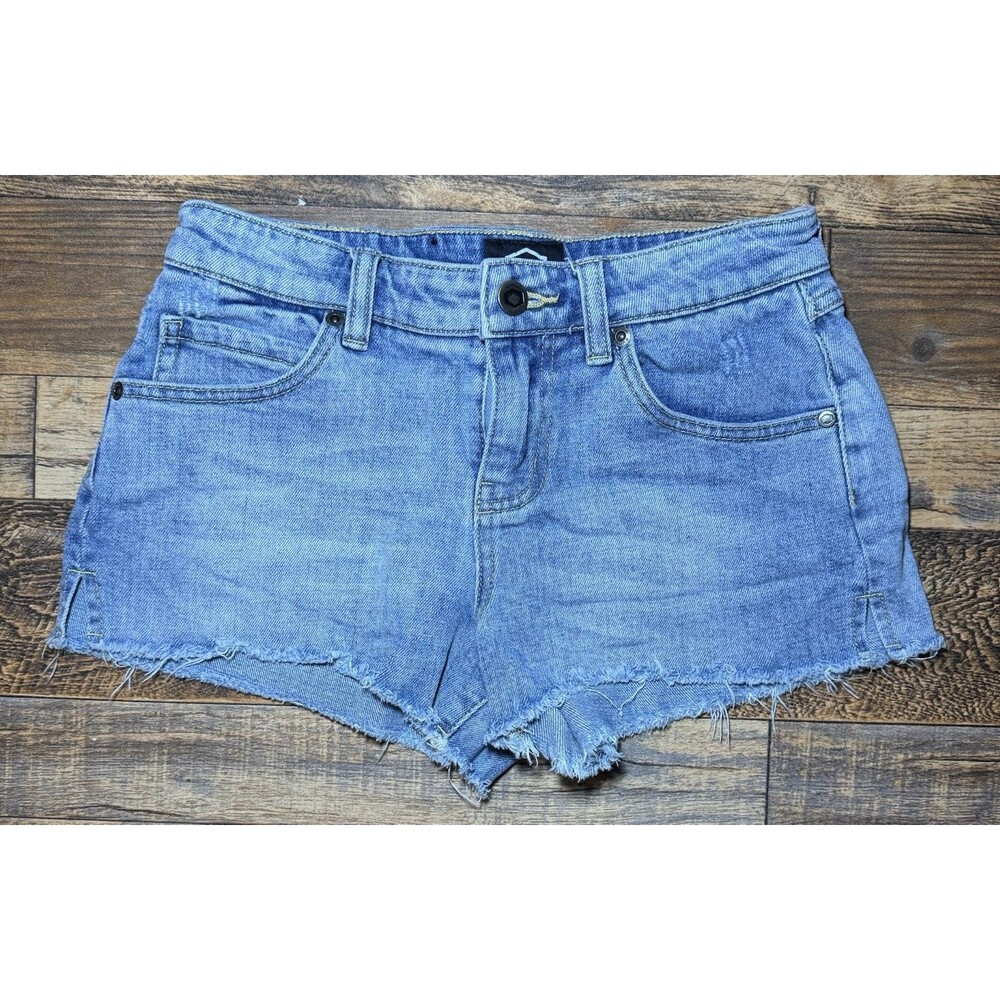 RVCA Light Wash Cupid 2 Low‎ Rise Cut Off Raw Hem Casual Denim Jean Shorts Sz 25